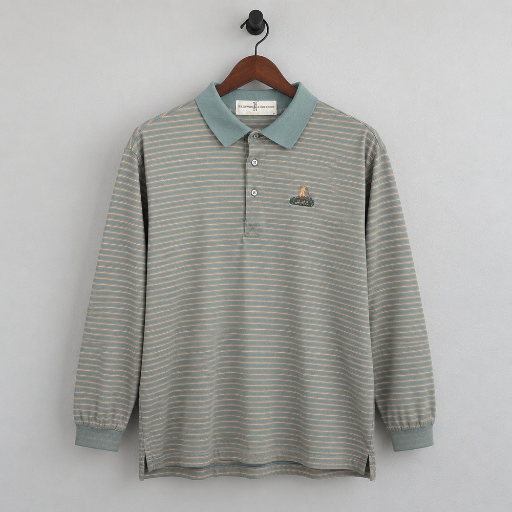 Fairway & Greene Happy Hollow Club HHC Golf Polo Mens L Long Sleeve Striped